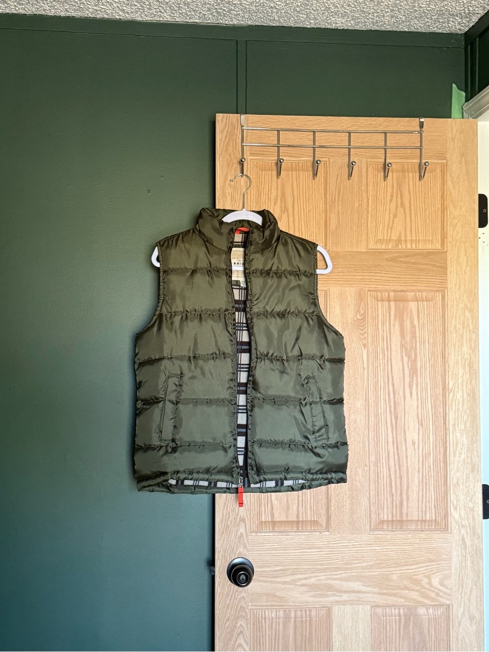 Arizona Jean Company Olive Green Quilted Puffer Vest